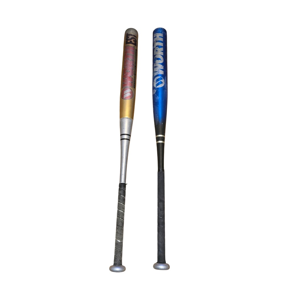 Worth Slowpitch Softball Bats Pair 34" 28oz Gold EST5 C555 & Insanity SBWR READ!